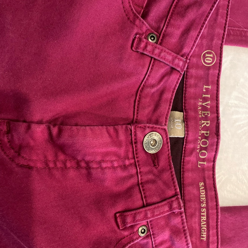 Liverpool Jeans, Sadie’s Straight wine color size 10 inseam 30” - Picture 5 of 6
